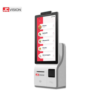 JCVISION Weiß 15,6 Zoll Selbstbedienung Check-Out Kiosk Android 11.0 Desktop POS-Maschine